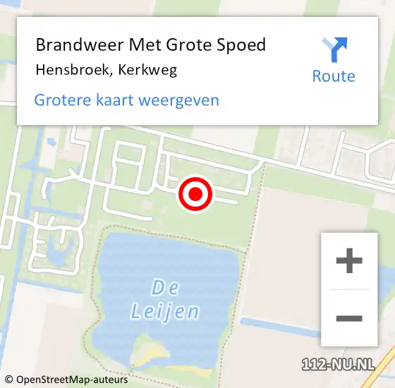 Locatie op kaart van de 112 melding: Brandweer Met Grote Spoed Naar Hensbroek, Kerkweg op 21 december 2014 23:33