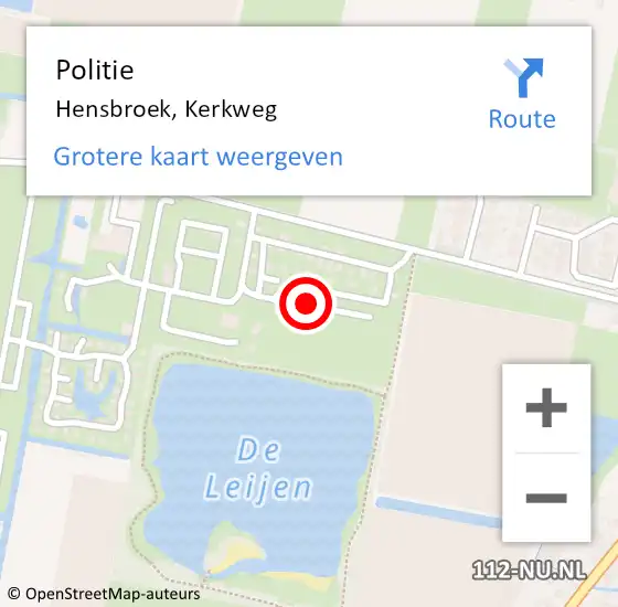 Locatie op kaart van de 112 melding: Politie Hensbroek, Kerkweg op 21 december 2014 23:33