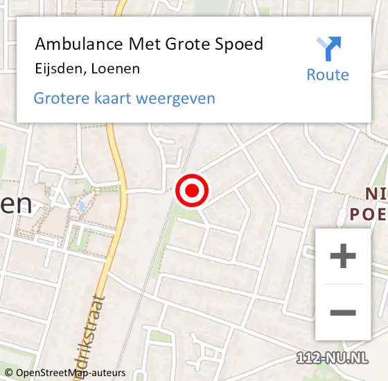 Locatie op kaart van de 112 melding: Ambulance Met Grote Spoed Naar Eijsden, Loenen op 22 december 2014 00:10