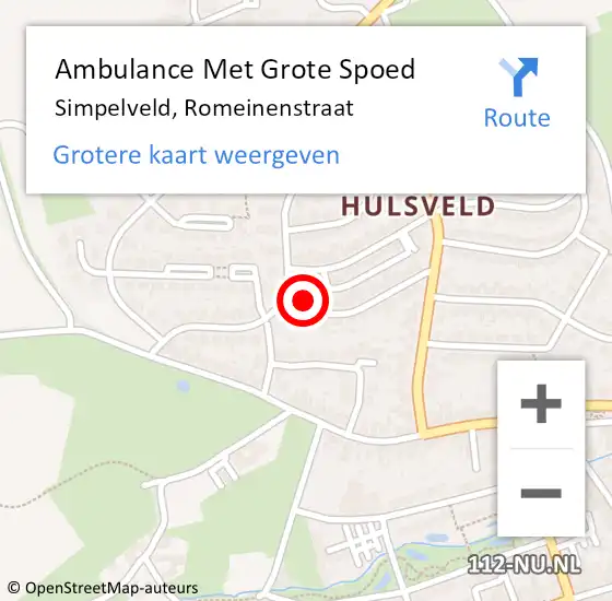 Locatie op kaart van de 112 melding: Ambulance Met Grote Spoed Naar Simpelveld, Romeinenstraat op 22 december 2014 00:25