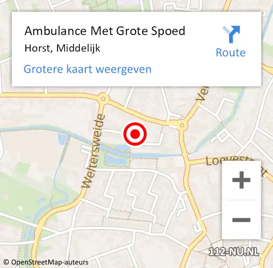 Locatie op kaart van de 112 melding: Ambulance Met Grote Spoed Naar Horst, Middelijk op 22 december 2014 00:39