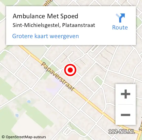 Locatie op kaart van de 112 melding: Ambulance Met Spoed Naar Sint-Michielsgestel, Plataanstraat op 22 december 2014 02:05