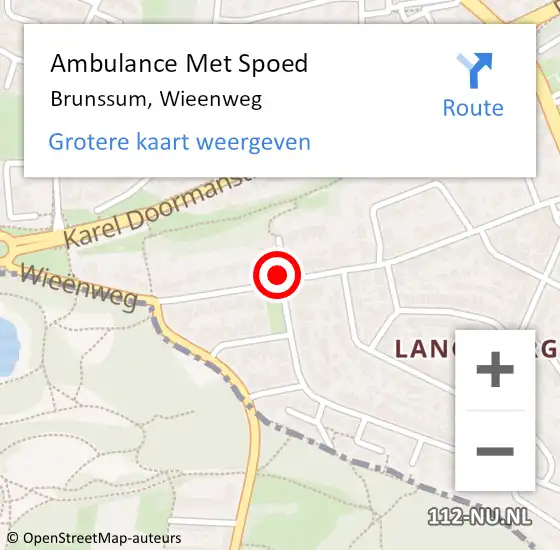 Locatie op kaart van de 112 melding: Ambulance Met Spoed Naar Brunssum, Wieenweg op 22 december 2014 02:27