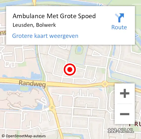 Locatie op kaart van de 112 melding: Ambulance Met Grote Spoed Naar Leusden, Bolwerk op 22 december 2014 03:58