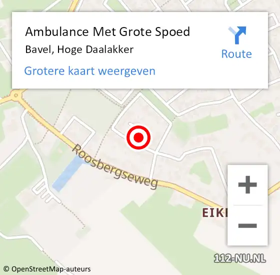 Locatie op kaart van de 112 melding: Ambulance Met Grote Spoed Naar Bavel, Hoge Daalakker op 22 december 2014 04:49