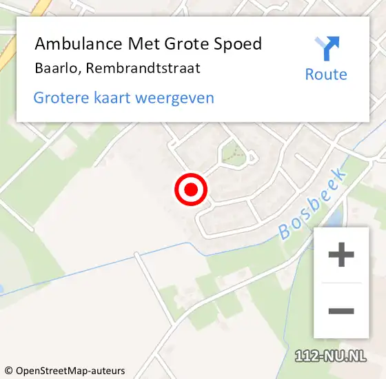 Locatie op kaart van de 112 melding: Ambulance Met Grote Spoed Naar Baarlo, Rembrandtstraat op 22 december 2014 06:19