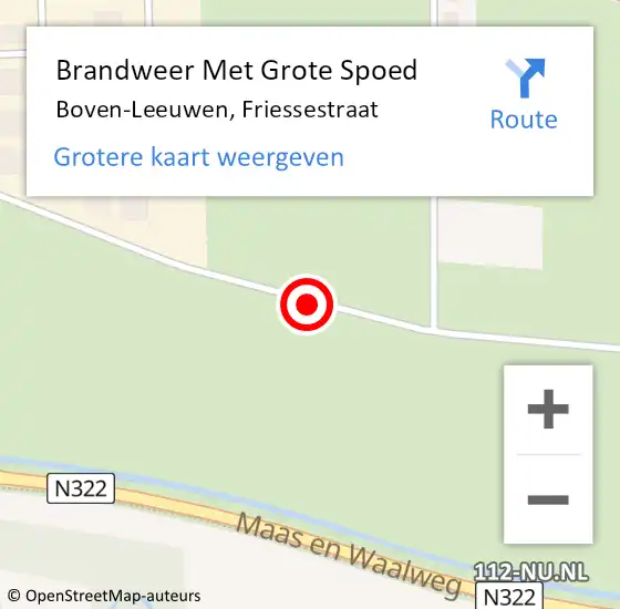 Locatie op kaart van de 112 melding: Brandweer Met Grote Spoed Naar Boven-Leeuwen, Friessestraat op 25 oktober 2013 07:26