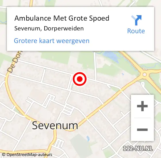 Locatie op kaart van de 112 melding: Ambulance Met Grote Spoed Naar Sevenum, Dorperweiden op 22 december 2014 07:06