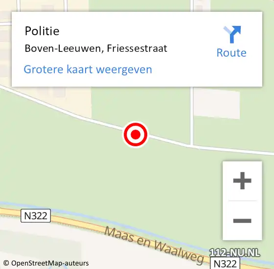 Locatie op kaart van de 112 melding: Politie Boven-Leeuwen, Friessestraat op 25 oktober 2013 07:27