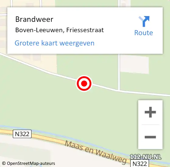 Locatie op kaart van de 112 melding: Brandweer Boven-Leeuwen, Friessestraat op 25 oktober 2013 07:27