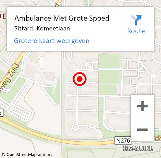 Locatie op kaart van de 112 melding: Ambulance Met Grote Spoed Naar Sittard, Komeetlaan op 22 december 2014 07:36