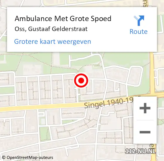 Locatie op kaart van de 112 melding: Ambulance Met Grote Spoed Naar Oss, Gustaaf Gelderstraat op 22 december 2014 08:27