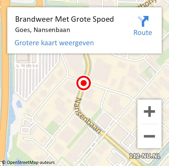 Locatie op kaart van de 112 melding: Brandweer Met Grote Spoed Naar Goes, Nansenbaan op 25 oktober 2013 07:41