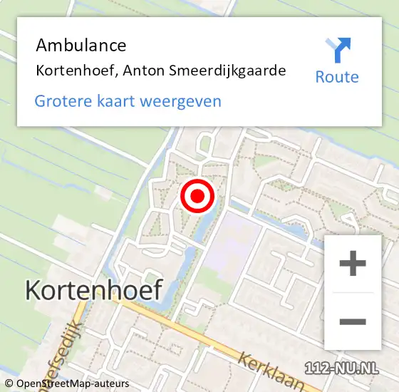 Locatie op kaart van de 112 melding: Ambulance Kortenhoef, Anton Smeerdijkgaarde op 22 december 2014 09:59