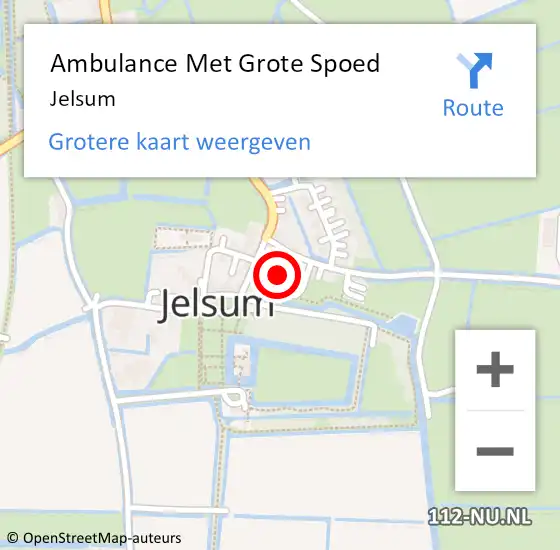 Locatie op kaart van de 112 melding: Ambulance Met Grote Spoed Naar Jelsum op 22 december 2014 10:05