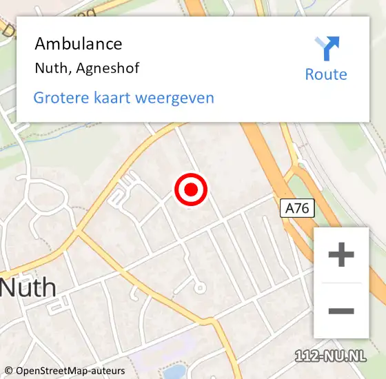 Locatie op kaart van de 112 melding: Ambulance Nuth, Agneshof op 22 december 2014 10:39