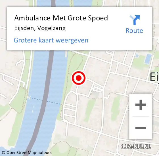 Locatie op kaart van de 112 melding: Ambulance Met Grote Spoed Naar Eijsden, Vogelzang op 22 december 2014 10:45