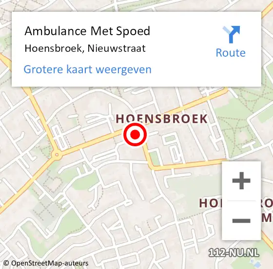 Locatie op kaart van de 112 melding: Ambulance Met Spoed Naar Hoensbroek, Nieuwstraat op 22 december 2014 11:09