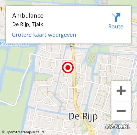 Locatie op kaart van de 112 melding: Ambulance De Rijp, Tjalk op 22 december 2014 12:16