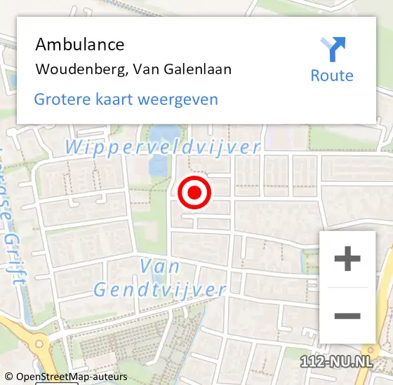 Locatie op kaart van de 112 melding: Ambulance Woudenberg, Van Galenlaan op 22 december 2014 12:36