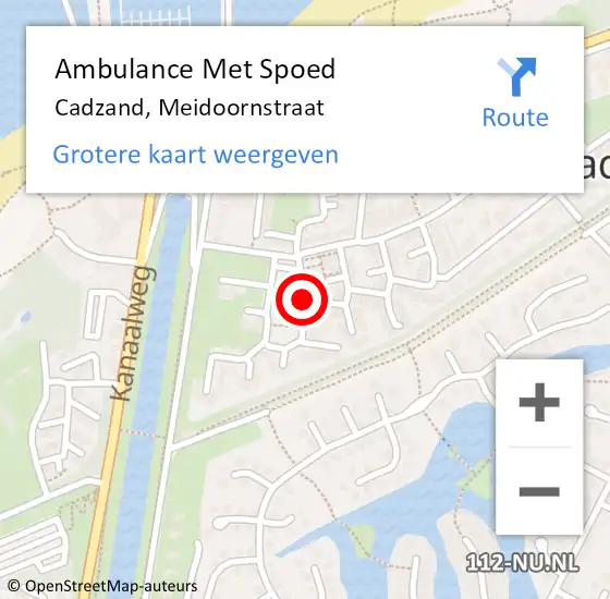 Locatie op kaart van de 112 melding: Ambulance Met Spoed Naar Cadzand, Meidoornstraat op 22 december 2014 12:56