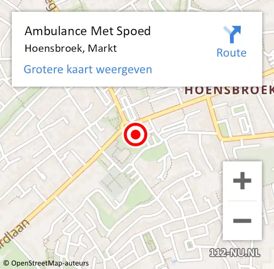 Locatie op kaart van de 112 melding: Ambulance Met Spoed Naar Hoensbroek, Markt op 22 december 2014 13:02