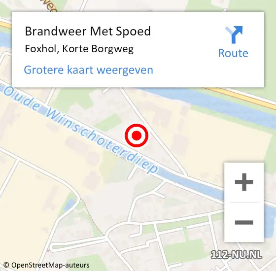 Locatie op kaart van de 112 melding: Brandweer Met Spoed Naar Foxhol, Korte Borgweg op 22 december 2014 13:38