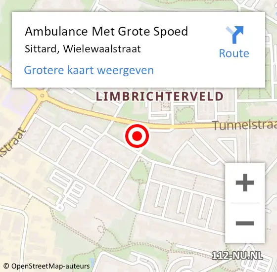 Locatie op kaart van de 112 melding: Ambulance Met Grote Spoed Naar Sittard, Wielewaalstraat op 22 december 2014 14:18