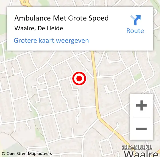 Locatie op kaart van de 112 melding: Ambulance Met Grote Spoed Naar Waalre, De Heide op 22 december 2014 14:33