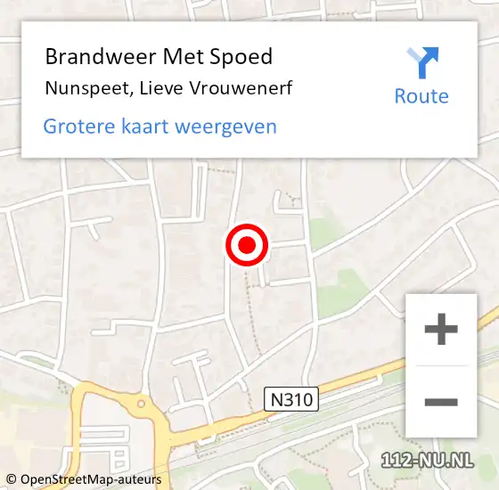 Locatie op kaart van de 112 melding: Brandweer Met Spoed Naar Nunspeet, Lieve Vrouwenerf op 22 december 2014 14:56