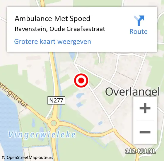 Locatie op kaart van de 112 melding: Ambulance Met Spoed Naar Ravenstein, Oude Graafsestraat op 22 december 2014 15:45