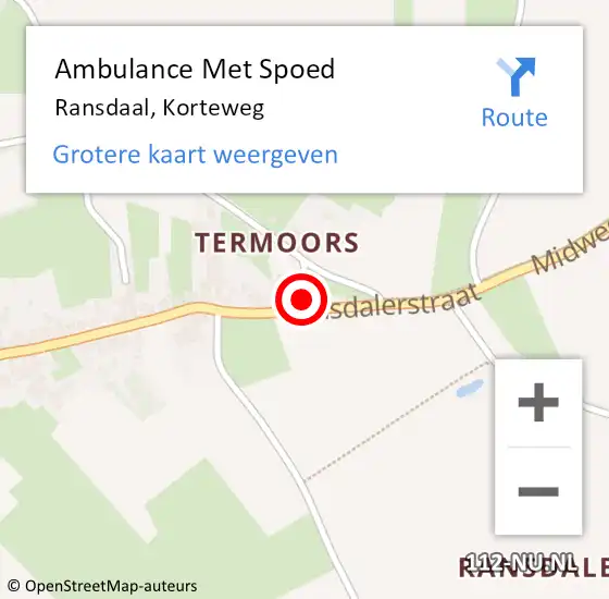 Locatie op kaart van de 112 melding: Ambulance Met Spoed Naar Ransdaal, Korteweg op 25 oktober 2013 08:42