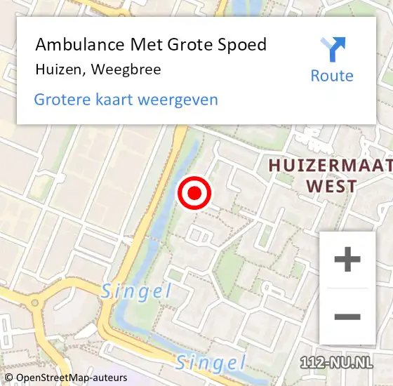 Locatie op kaart van de 112 melding: Ambulance Met Grote Spoed Naar Huizen, Weegbree op 22 december 2014 15:52