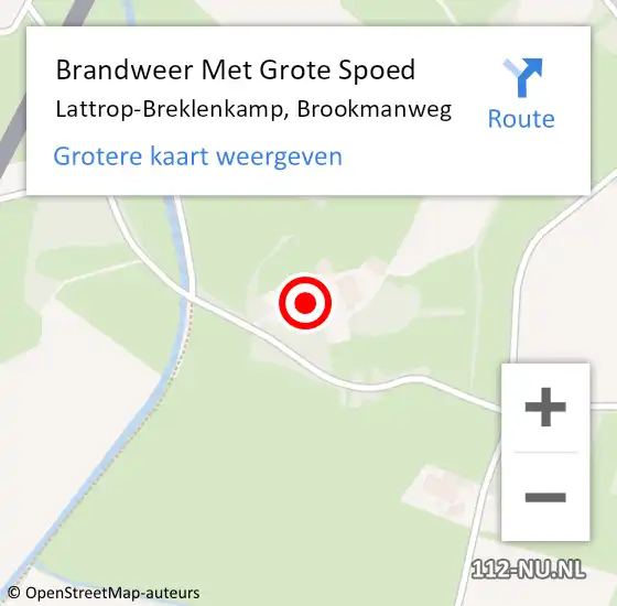 Locatie op kaart van de 112 melding: Brandweer Met Grote Spoed Naar Lattrop-Breklenkamp, Brookmanweg op 22 december 2014 16:28