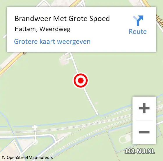 Locatie op kaart van de 112 melding: Brandweer Met Grote Spoed Naar Hattem, Weerdweg op 22 december 2014 16:38