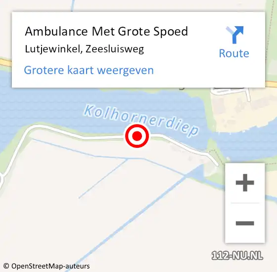 Locatie op kaart van de 112 melding: Ambulance Met Grote Spoed Naar Lutjewinkel, Zeesluisweg op 22 december 2014 17:04