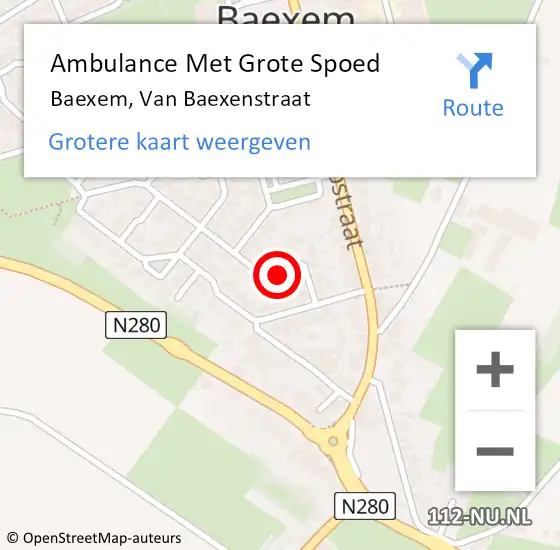 Locatie op kaart van de 112 melding: Ambulance Met Grote Spoed Naar Baexem, Van Baexenstraat op 22 december 2014 17:47