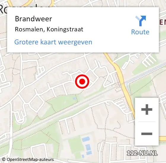 Locatie op kaart van de 112 melding: Brandweer Rosmalen, Koningstraat op 22 december 2014 18:00