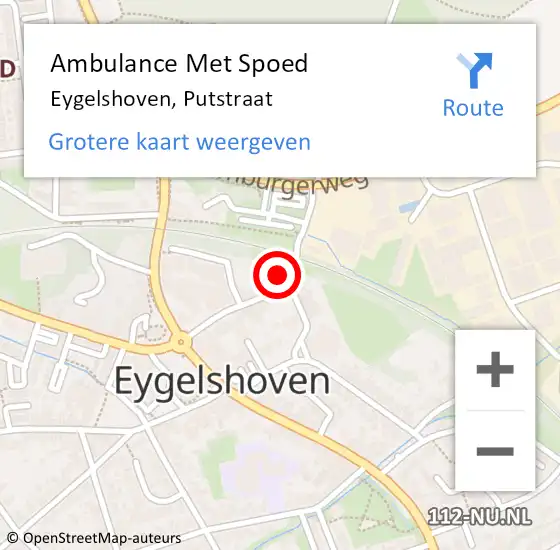 Locatie op kaart van de 112 melding: Ambulance Met Spoed Naar Eygelshoven, Putstraat op 22 december 2014 18:08