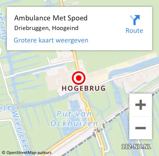 Locatie op kaart van de 112 melding: Ambulance Met Spoed Naar Driebruggen, Hoogeind op 22 december 2014 18:29