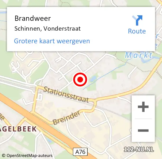 Locatie op kaart van de 112 melding: Brandweer Schinnen, Vonderstraat op 22 december 2014 18:41