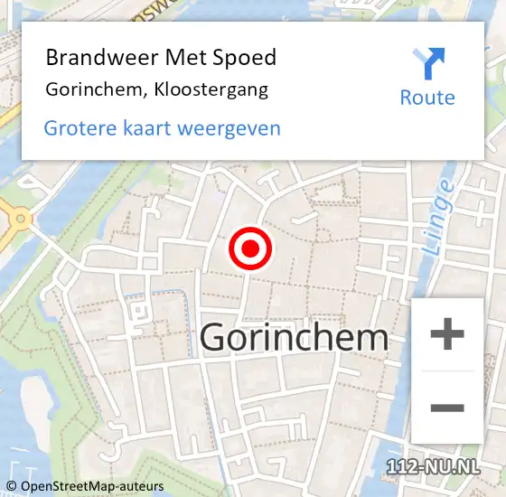 Locatie op kaart van de 112 melding: Brandweer Met Spoed Naar Gorinchem, Kloostergang op 25 oktober 2013 09:02