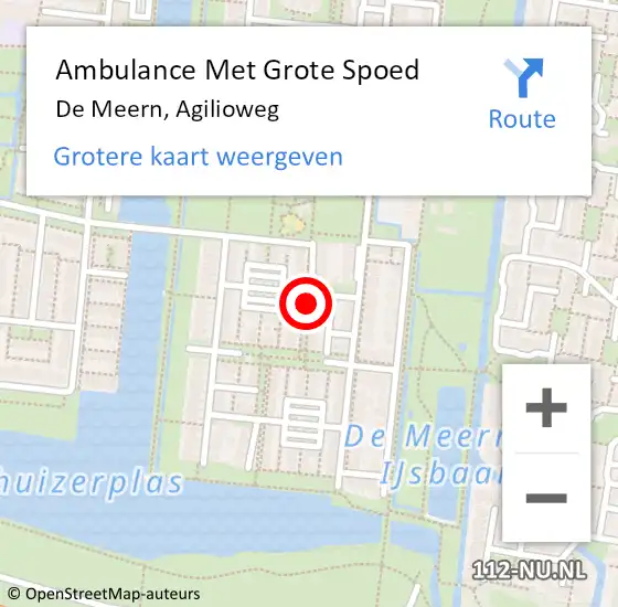 Locatie op kaart van de 112 melding: Ambulance Met Grote Spoed Naar De Meern, Agilioweg op 22 december 2014 19:12