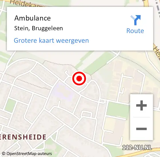 Locatie op kaart van de 112 melding: Ambulance Stein, Bruggeleen op 25 oktober 2013 09:02