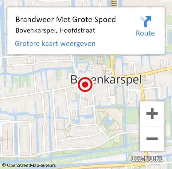 Locatie op kaart van de 112 melding: Brandweer Met Grote Spoed Naar Bovenkarspel, Hoofdstraat op 22 december 2014 20:07