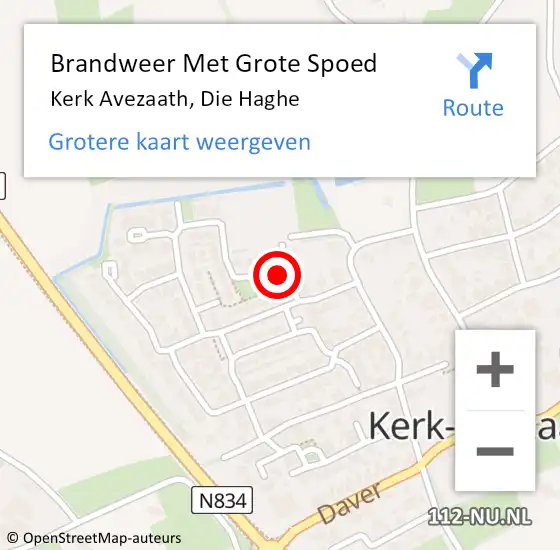 Locatie op kaart van de 112 melding: Brandweer Met Grote Spoed Naar Kerk Avezaath, Die Haghe op 22 december 2014 20:10