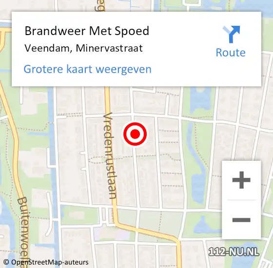 Locatie op kaart van de 112 melding: Brandweer Met Spoed Naar Veendam, Minervastraat op 22 december 2014 20:43