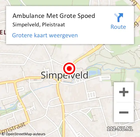 Locatie op kaart van de 112 melding: Ambulance Met Grote Spoed Naar Simpelveld, Pleistraat op 22 december 2014 20:47