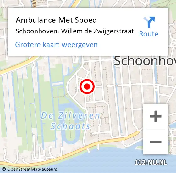 Locatie op kaart van de 112 melding: Ambulance Met Spoed Naar Schoonhoven, Willem de Zwijgerstraat op 22 december 2014 21:10