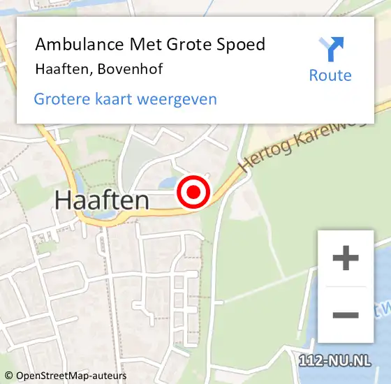 Locatie op kaart van de 112 melding: Ambulance Met Grote Spoed Naar Haaften, Bovenhof op 22 december 2014 21:35